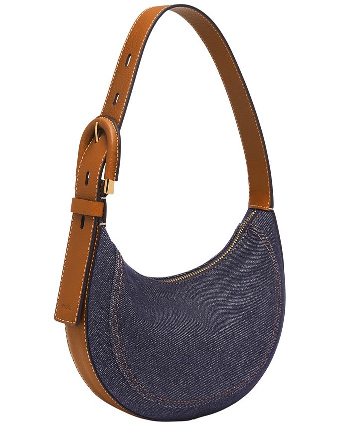 Fossil Harwell Denim Crescent Bag Macy's
