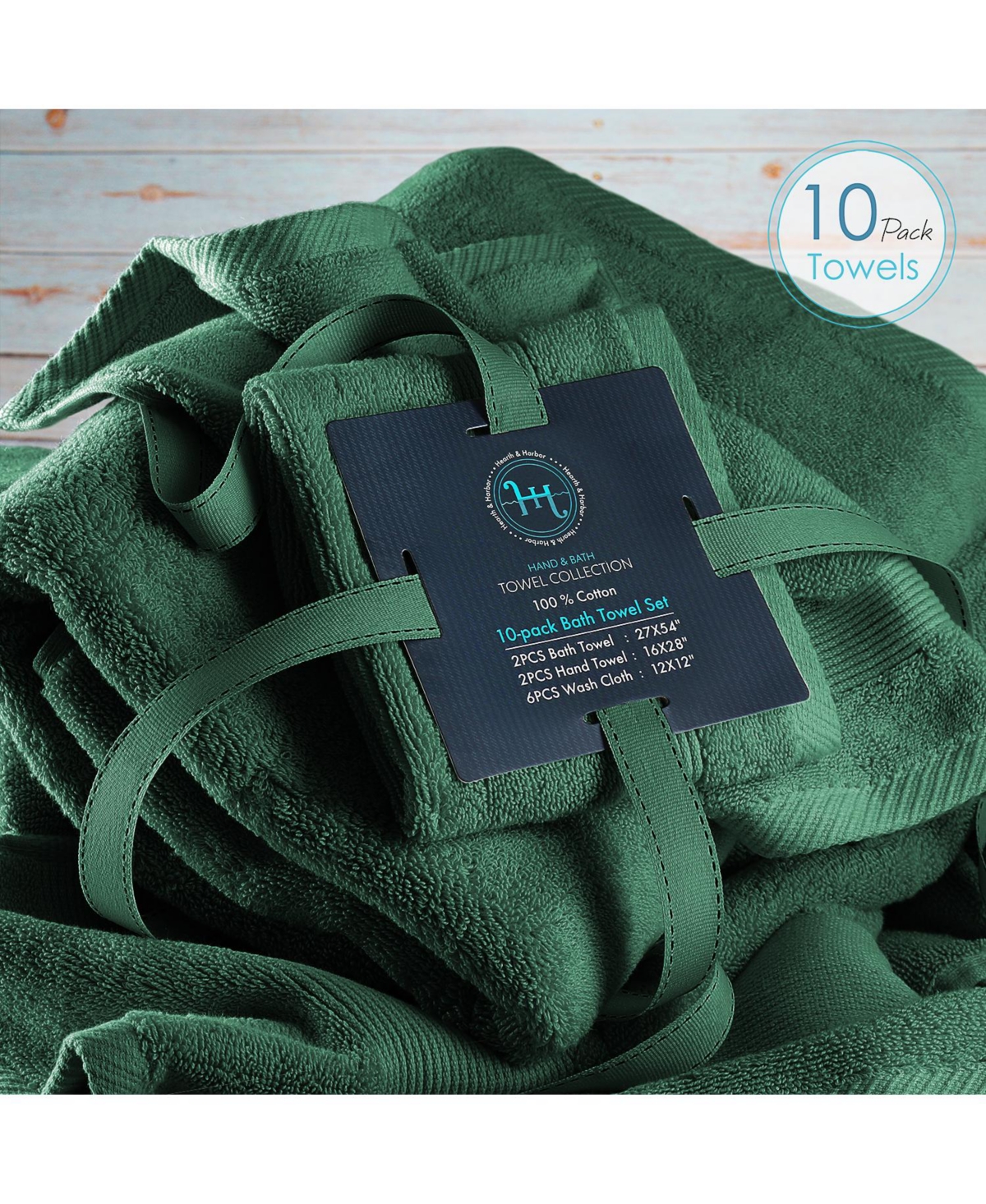 Hearth & Harbor Bath Towel Collection, 100% Cotton Luxury Soft 10 Pc Set