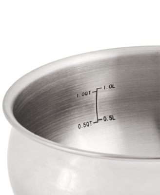 Belly Shape 18/10 Stainless Steel 6.25" Sauce Pan with Glass Lid, 1.5qt.