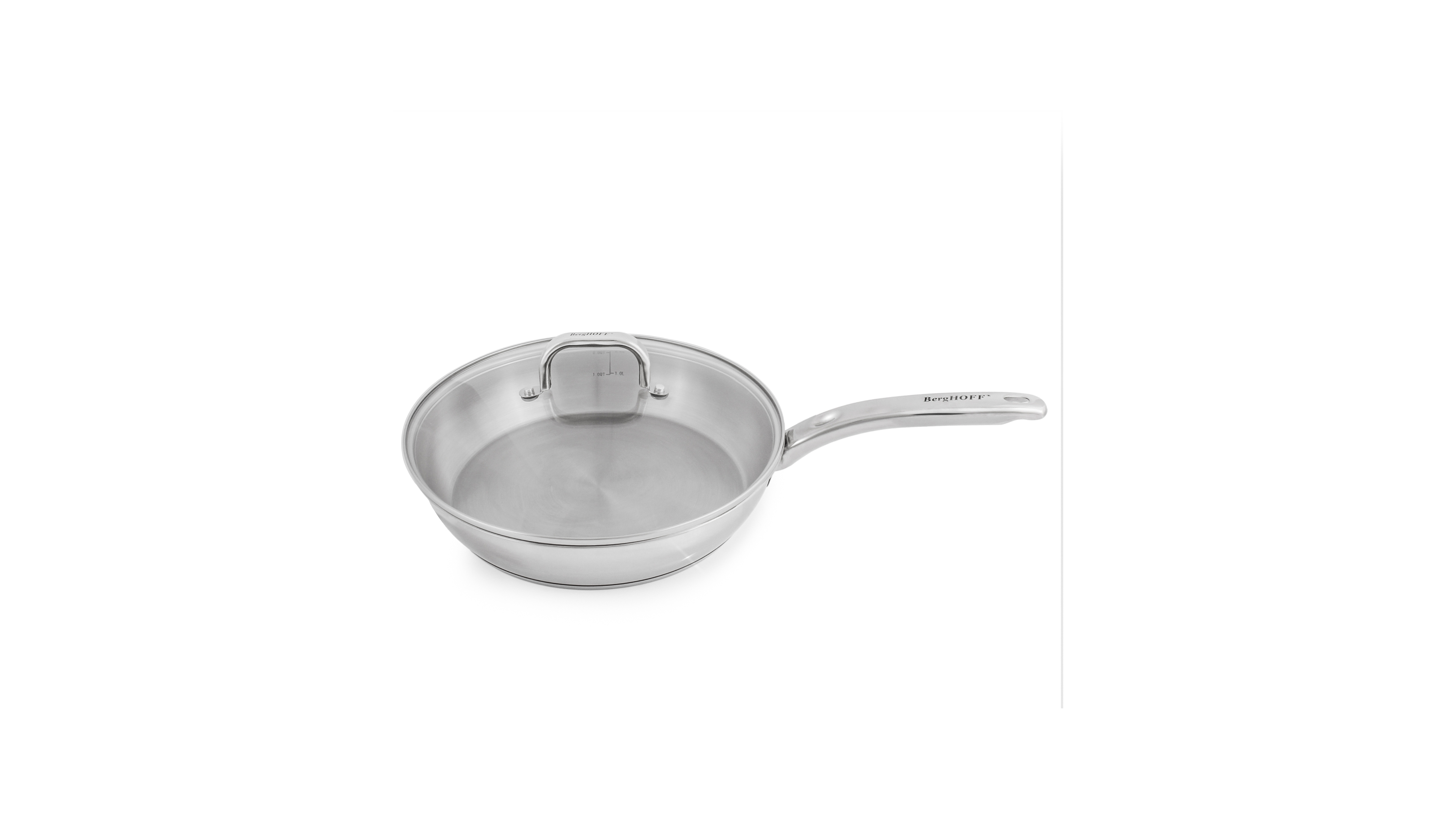 BergHOFF Belly 18/10 Stainless Steel 2.5 Quart Skillet with Glass Lid