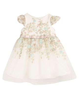 Rare Editions Baby Girls Floral Embroidered Mesh Party Dress - Macy's