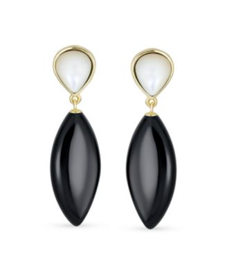 Geometric Rhombus Teardrop Stone Dangling Earrings Gold Plated