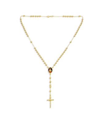 Catholic Christian Prayer Rosario Ball Beads Cross Catholic Scared Heart of Jesus Rosary Beads Necklace 18K Gold Plated Brass