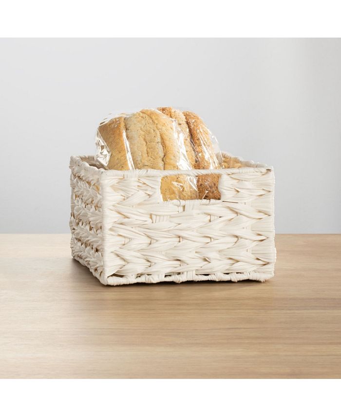 mDesign Woven Farmhouse Kitchen Pantry Food Storage Basket Box, Small