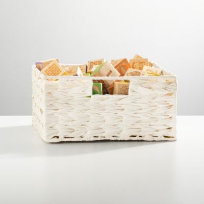 Woven Farmhouse Kitchen Pantry Food Storage Basket Box, 6 Pack, White
