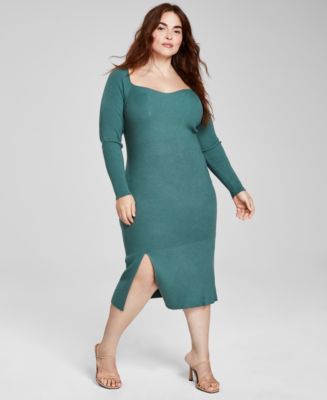 And Now This Trendy Plus Size Ribbed Side-Slit Dress - Macy's