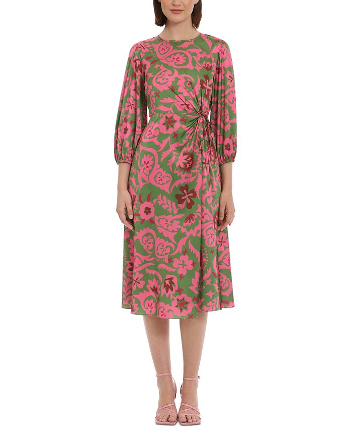 Donna Morgan Women's Printed 3/4-Sleeve Midi Dress - Macy's
