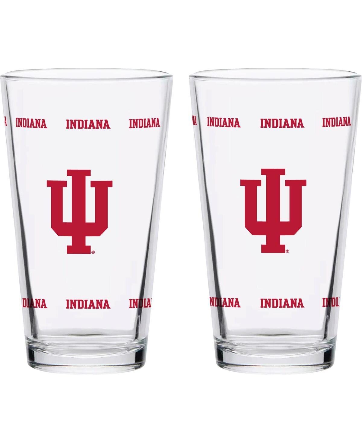 Indigo Falls Indiana Hoosiers Two-pack Knockout 16 oz Pint Glass Set In Clear