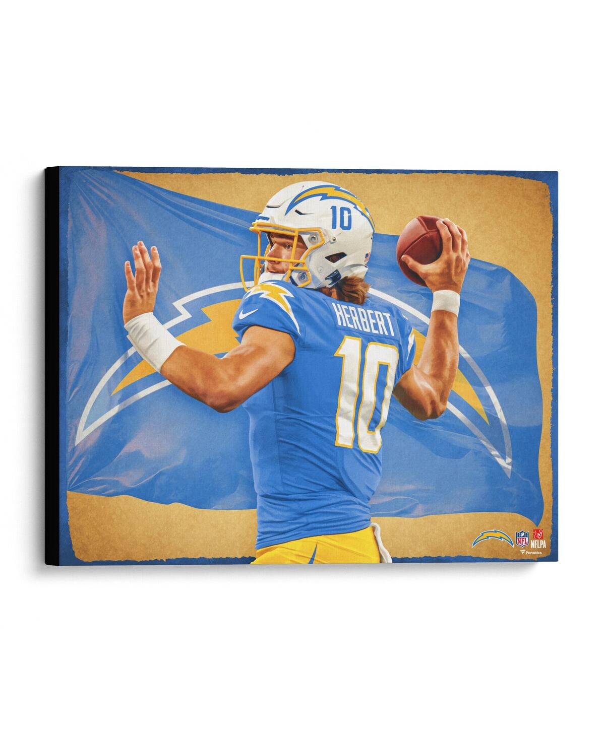 Fanatics Authentic Justin Herbert Los Angeles Chargers Stretched 20" X 24" Canvas Giclee Print In Blue