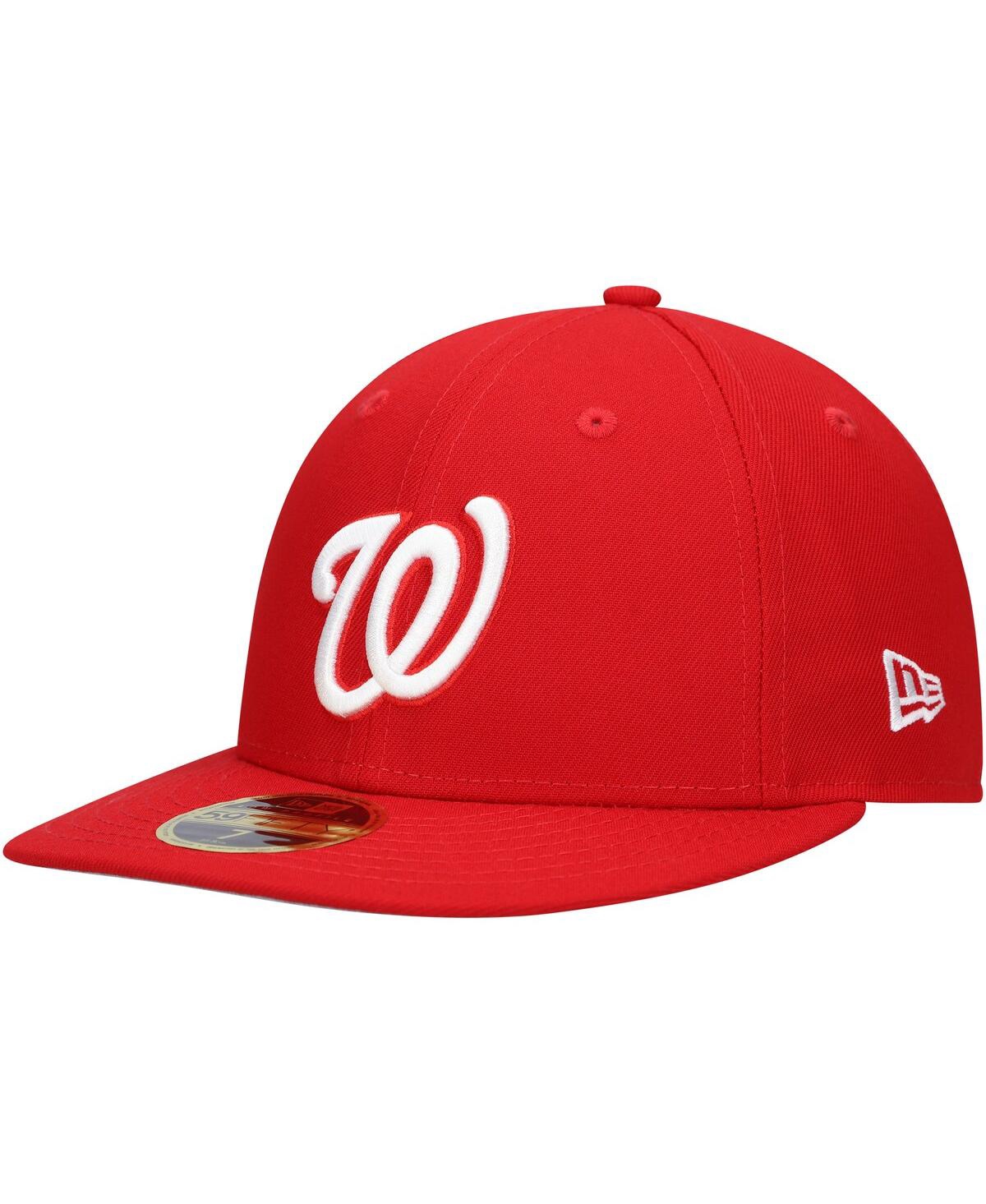 Shop New Era Men's  Scarlet Washington Nationals Low Profile 59fifty Fitted Hat