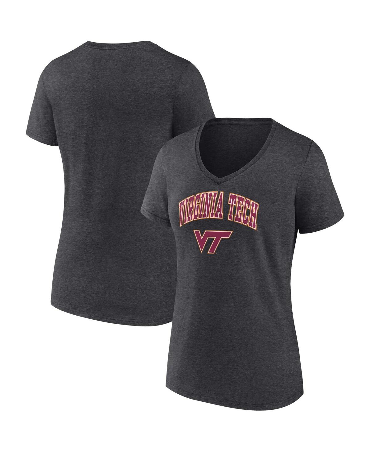 Women's FanaticsVirginia Tech Hokies Evergreen Campus V-Neck T-shirt - Heather Charcoal