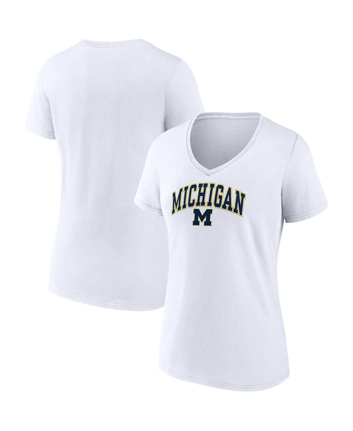 Fanatics Women's  White Michigan Wolverines Evergreen Campus V-neck T-shirt