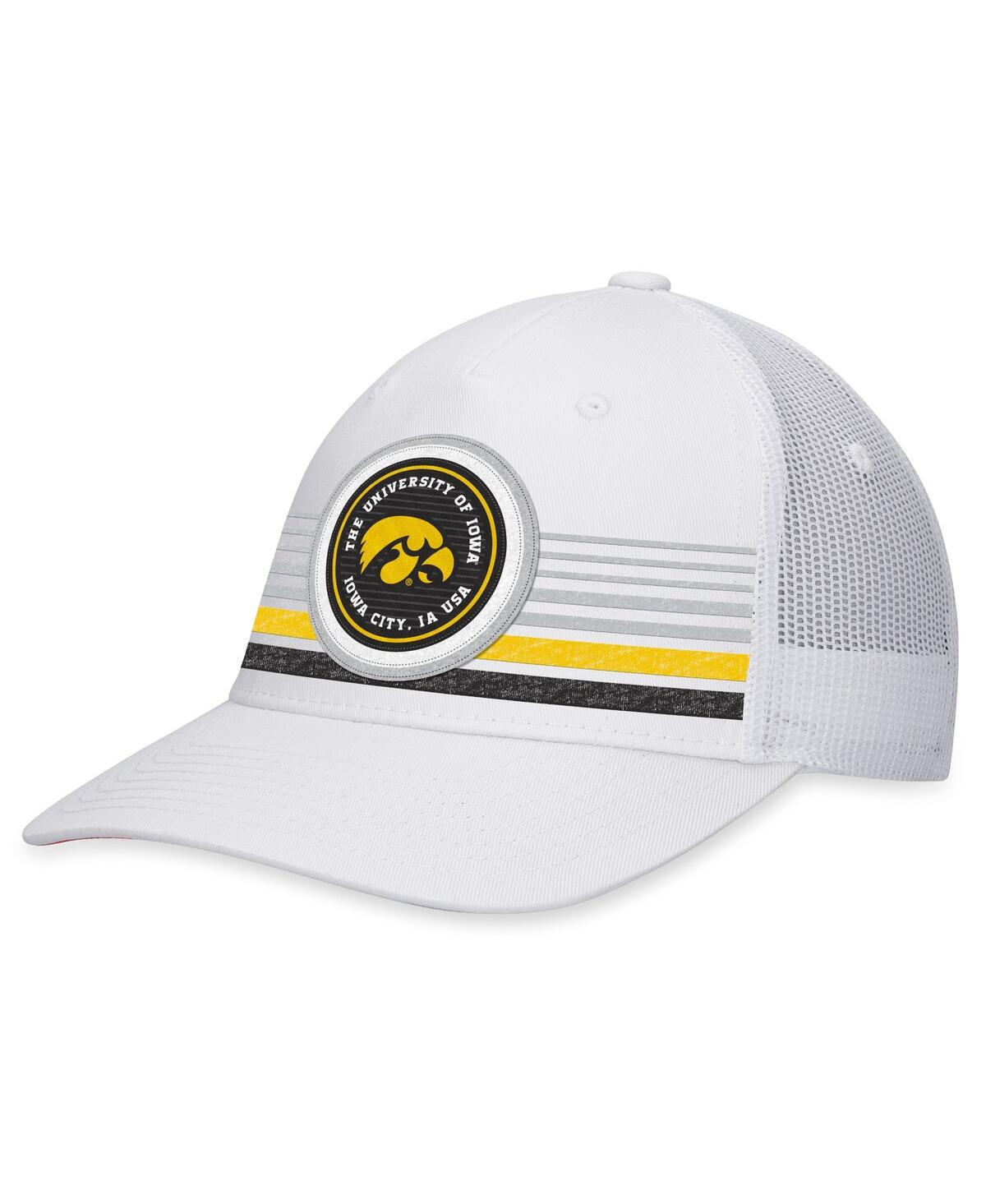Shop Top Of The World Men's  White Iowa Hawkeyes Top Trace Trucker Snapback Hat