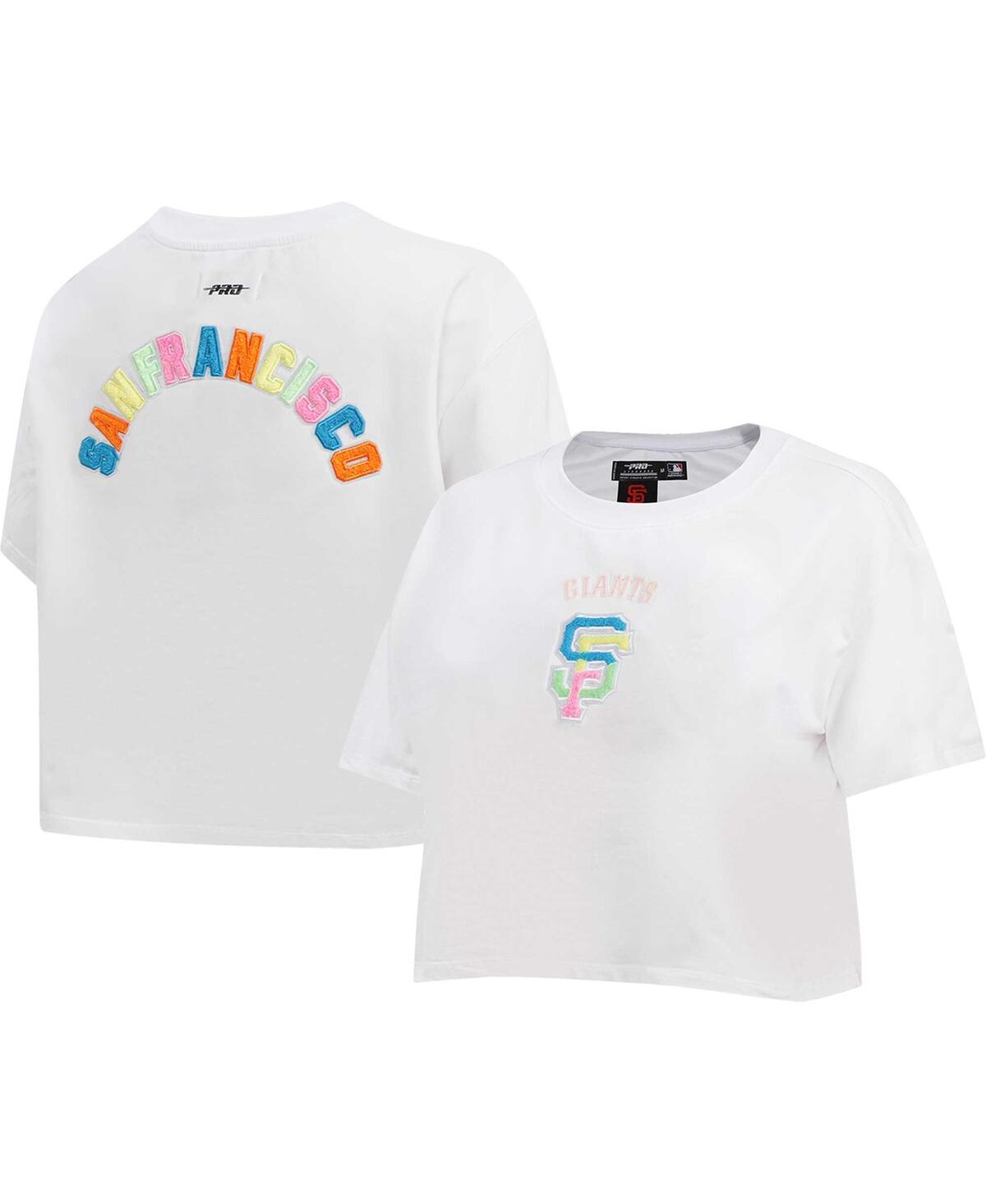 Pro Standard Women's  White San Francisco Giants Washed Neon Cropped Boxy T-shirt