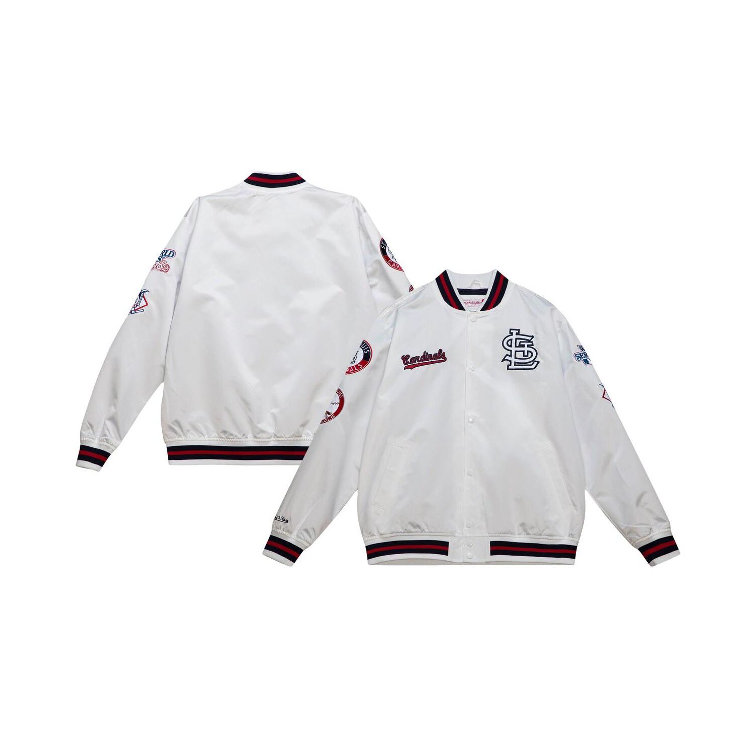 Men's White St. Louis Cardinals City Collection Satin Full-Snap Varsity Jacket