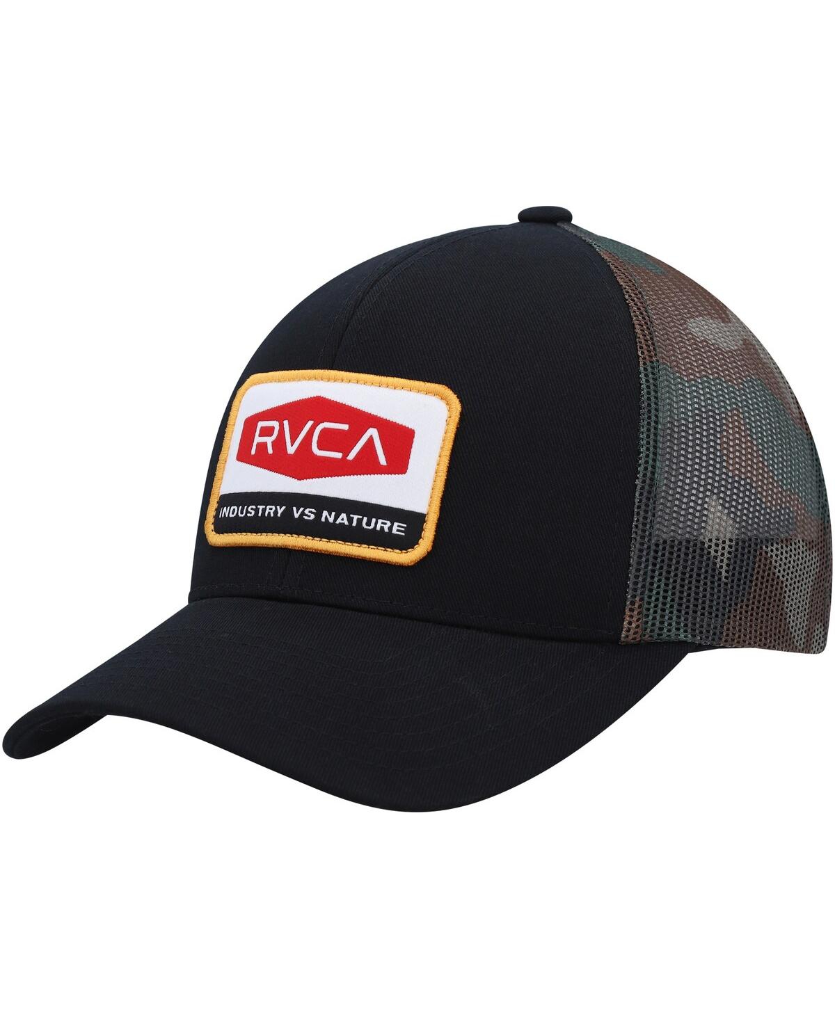 Shop Rvca Men's  Black Mission Trucker Snapback Hat