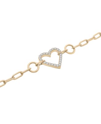 Diamond Heart Paperclip Link Bracelet (1/2 ct. t.w.) in 14k Gold, Created for Macy's