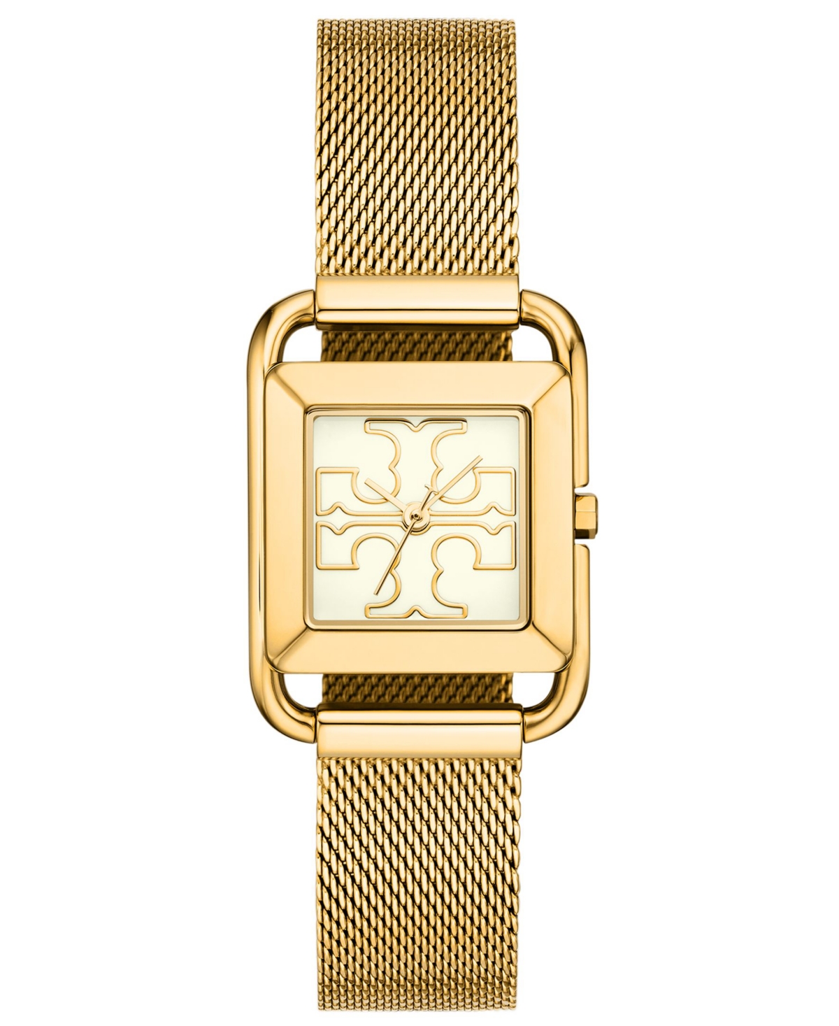 Shop Tory Burch Women's The Miller Square Gold-tone Stainless Steel Mesh Bracelet Watch 24mm