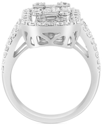 EFFY&reg; Diamond Emerald Shaped Halo Cluster Engagement Ring (1-7/8 ct. t.w.) in 14k White Gold
