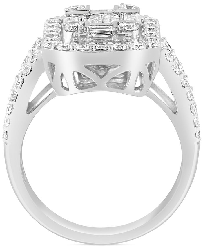 EFFY Collection EFFY® Diamond Emerald Shaped Halo Cluster Engagement ...