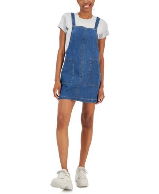 Tinseltown - Juniors' Denim Pullover Pinafore, Created for Macy's