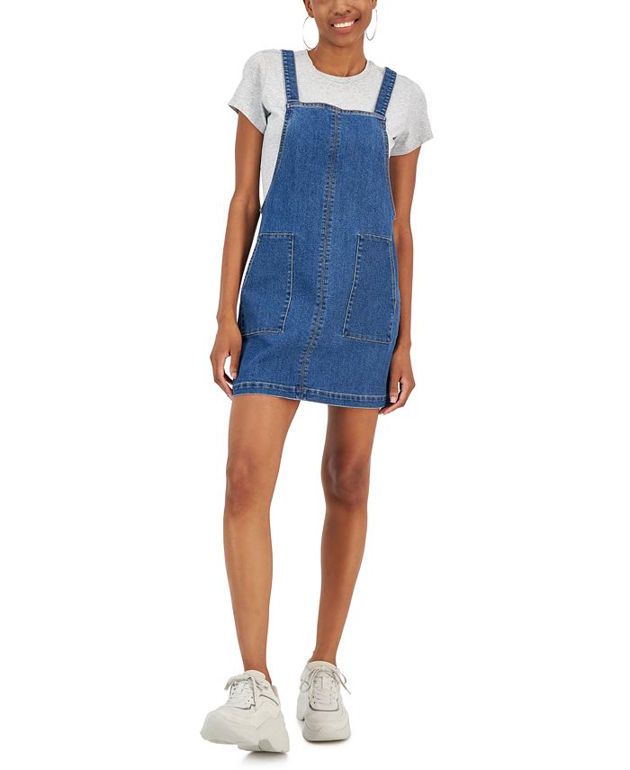 Tinseltown Juniors' Denim Pullover Pinafore, Created for Macy's - Macy's