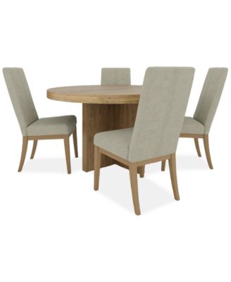 Davie Round 5pc Dining Set (Table & 4 Upholstered Side Chairs)
