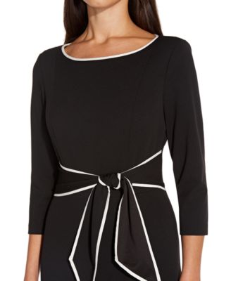 Women's Tipped Tie-Front 3/4-Sleeve Dress