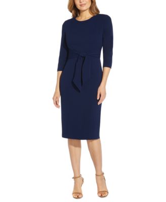 Women's Tie-Front 3/4-Sleeve Crepe Knit Dress