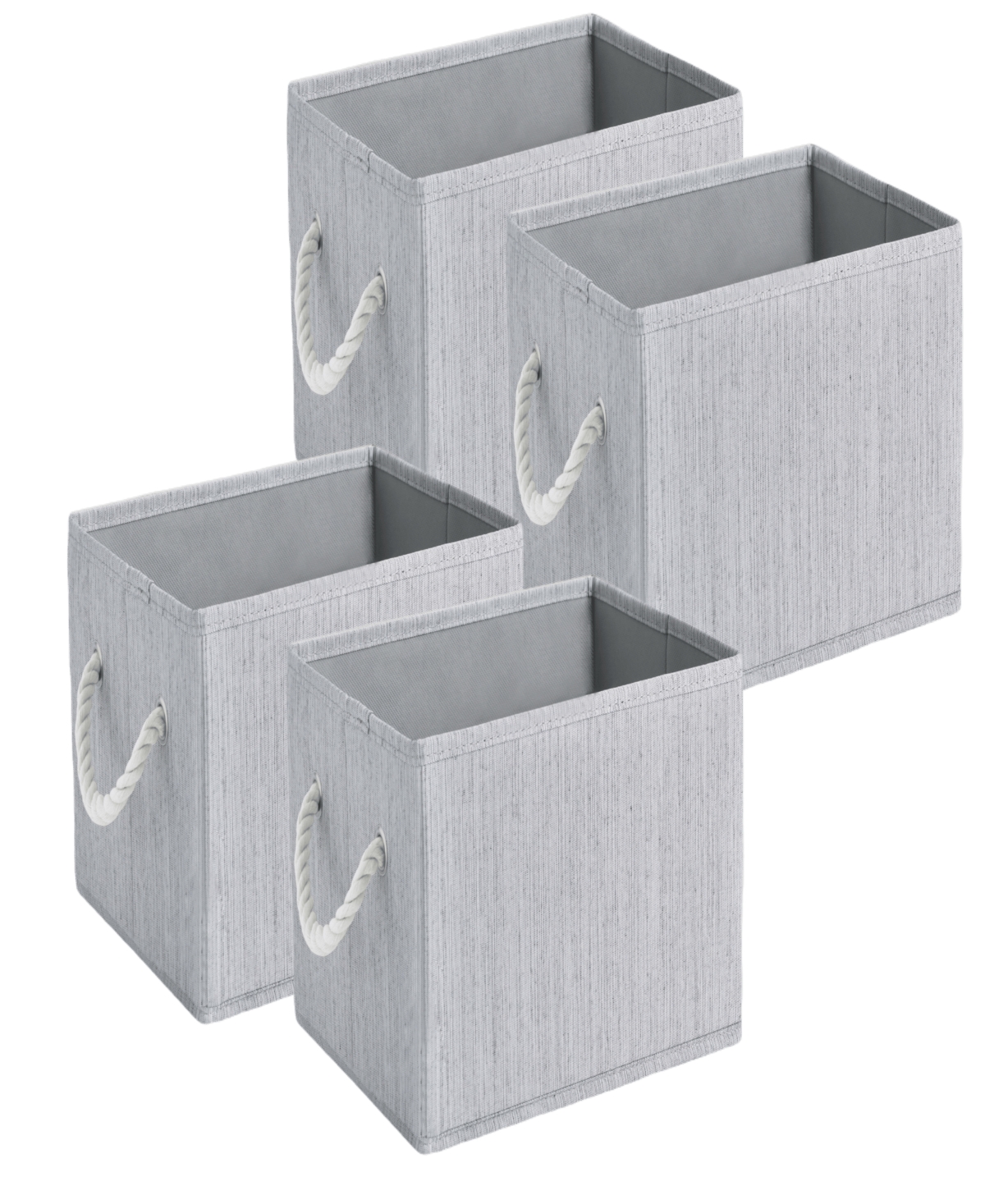Wethinkstorage 11 Litre Collapsible Fabric Storage Bins With Cotton Rope Handles, Set Of 4 In Gray