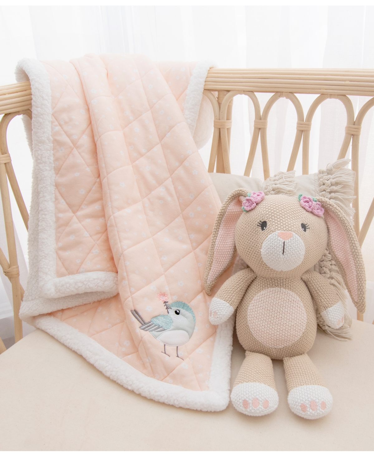 Living Textiles Baby Girls Bird Jersey Sherpa Blanket