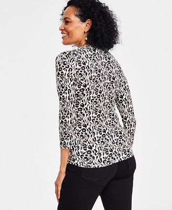 I.N.C. International Concepts Women's Printed Ribbed Top, Created for  Macy's - Macy's