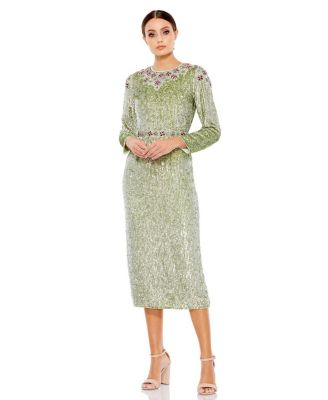 Mac Duggal - Sequin & Bead Midi Dress