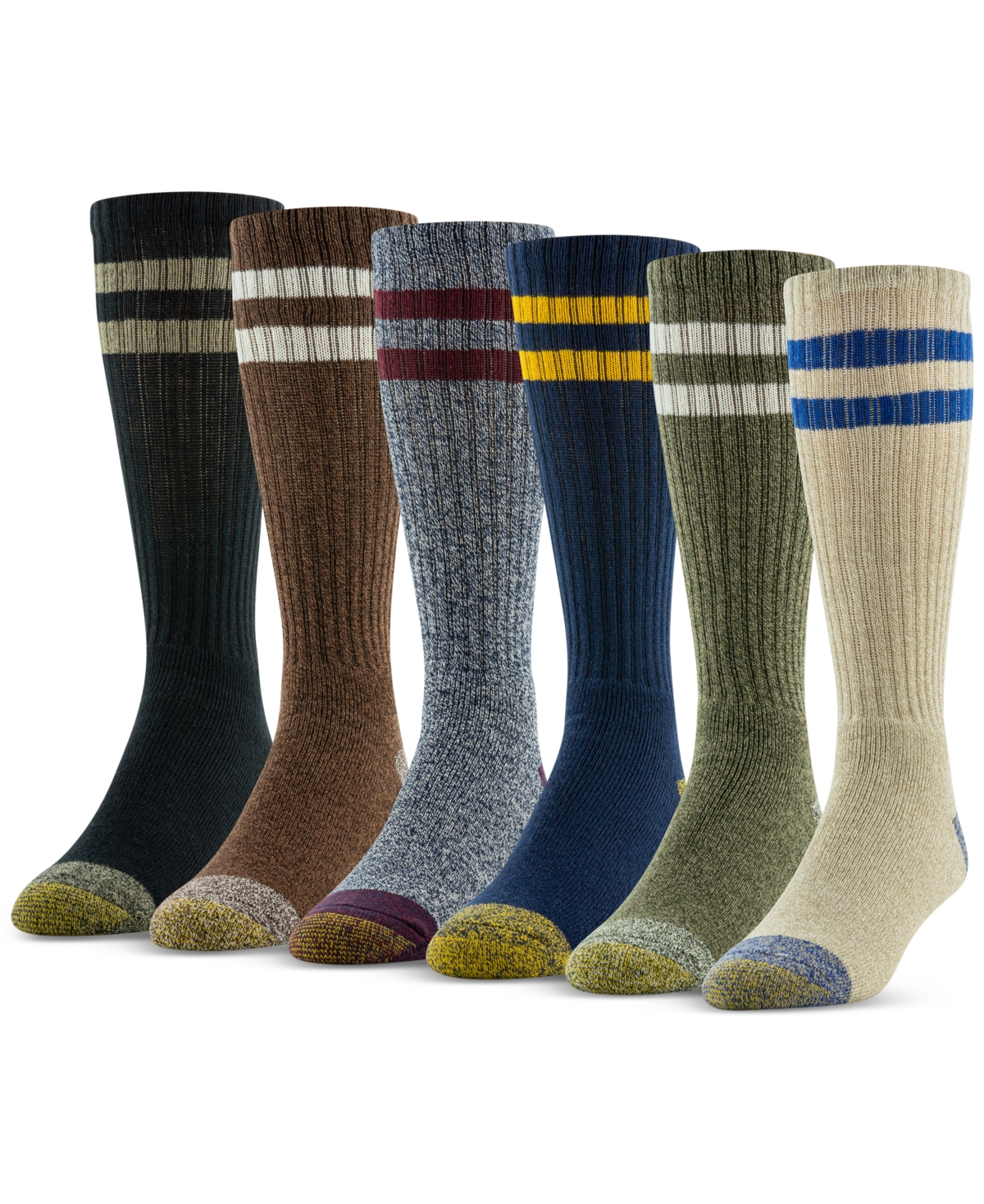 Men's 6-Pack Casual Harrington Socks - Asst 12