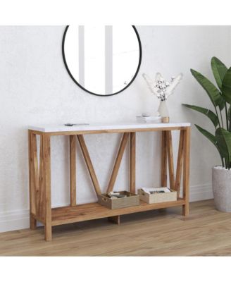 Erikson Modern Farmhouse Engineered Wood Sofa Table With Wood Bracing And Lower Shelf