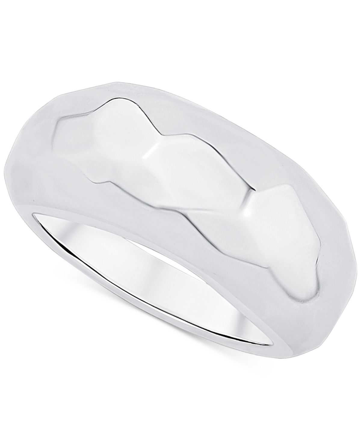 And Now This High Polished Faceted Dome Statement Ring In Silver Plated