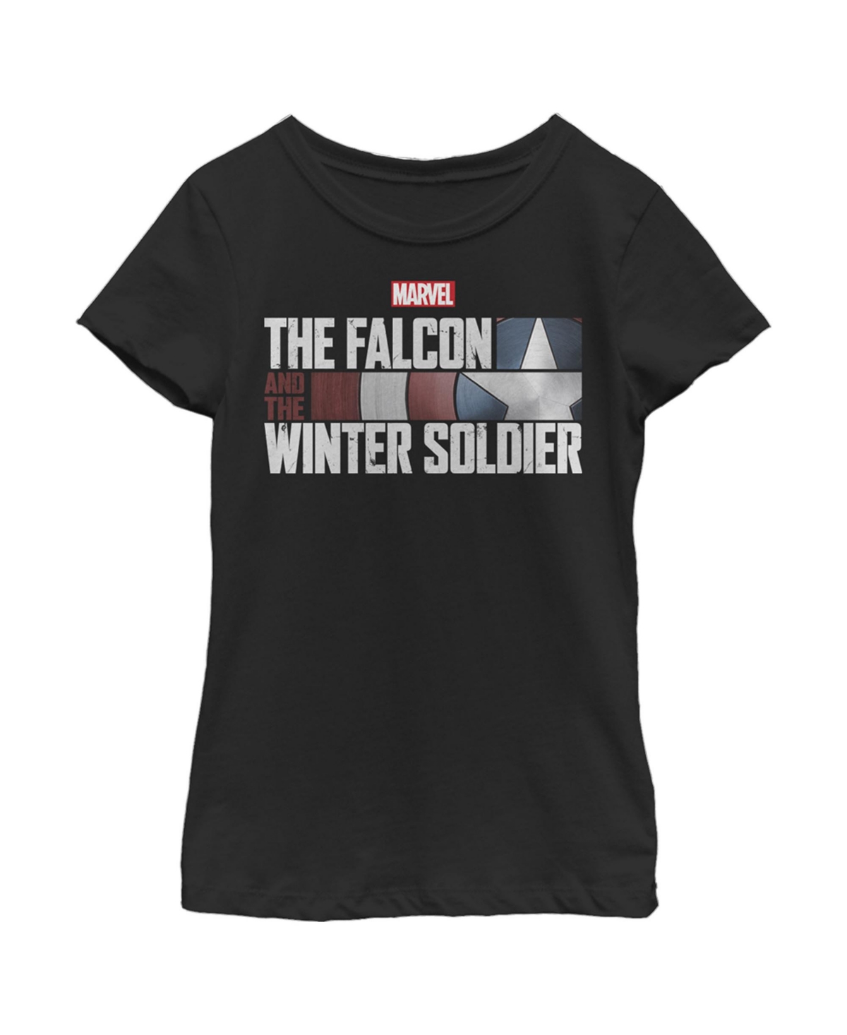 Marvel Girl's  The Falcon And The Winter Soldier Shield Logo Child T-shirt In Black