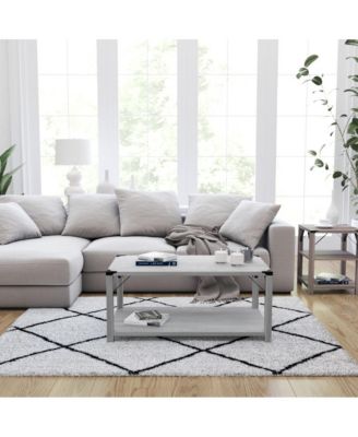 Green River Modern Farmhouse Engineered Wood Coffee Table And Powder Coated Steel Accents