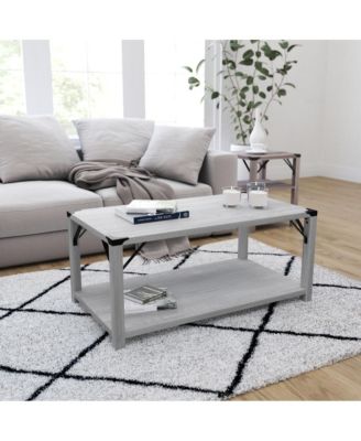 Green River Modern Farmhouse Engineered Wood Coffee Table And Powder Coated Steel Accents