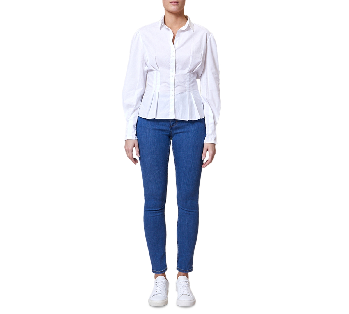 Women's Rhodes Cotton Poplin Corset Shirt - Linen White