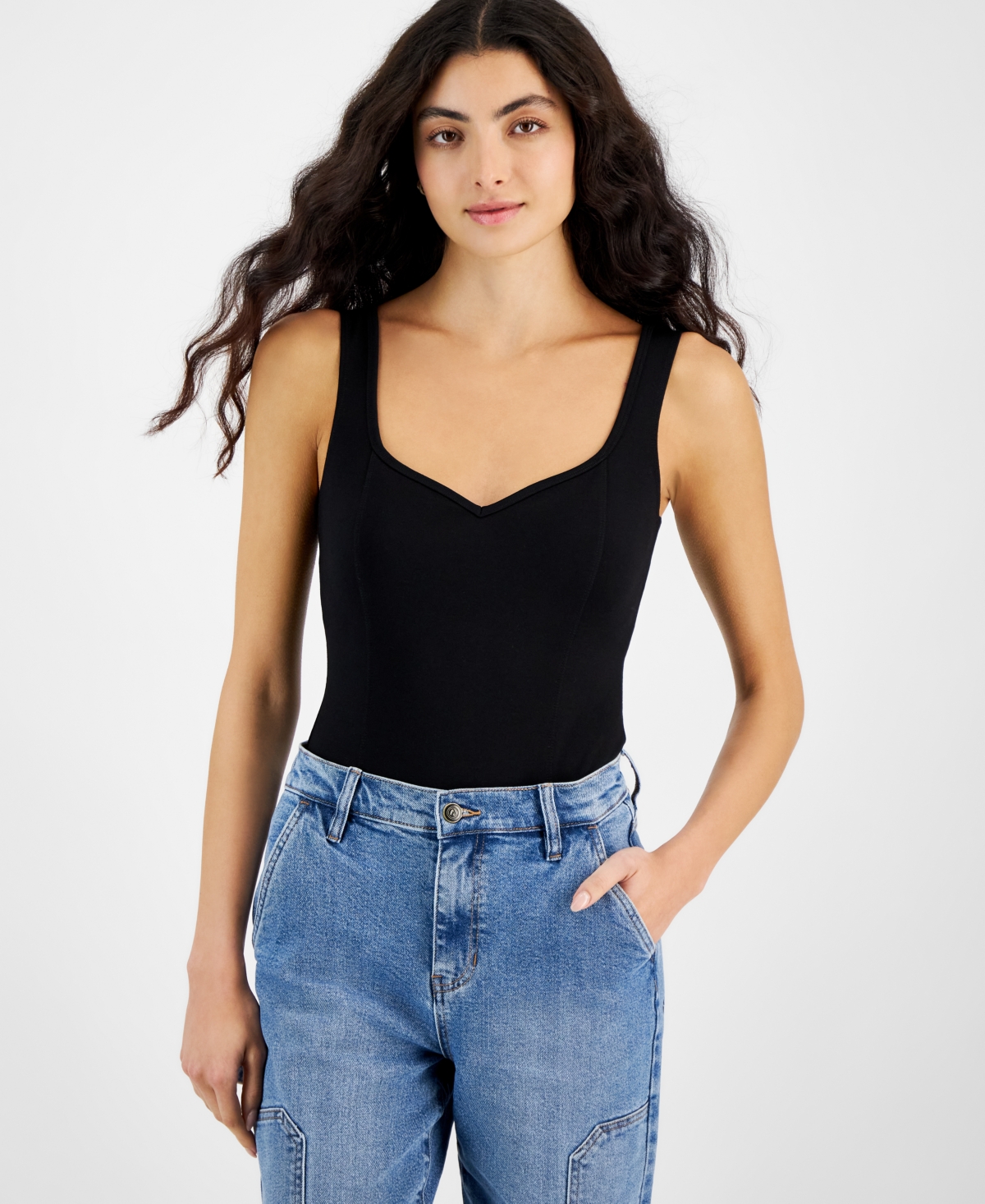 And Now This Women's Ponte-knit Sweetheart-neck Bodysuit, Created For Macy's In Black