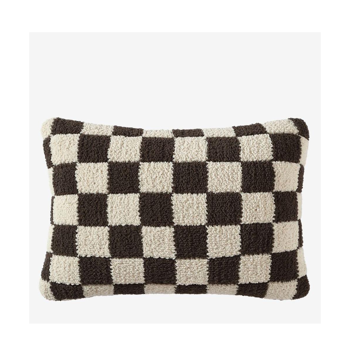 Sunday Citizen Checkerboard Decorative Pillow, 12" X 18" In Mocha
