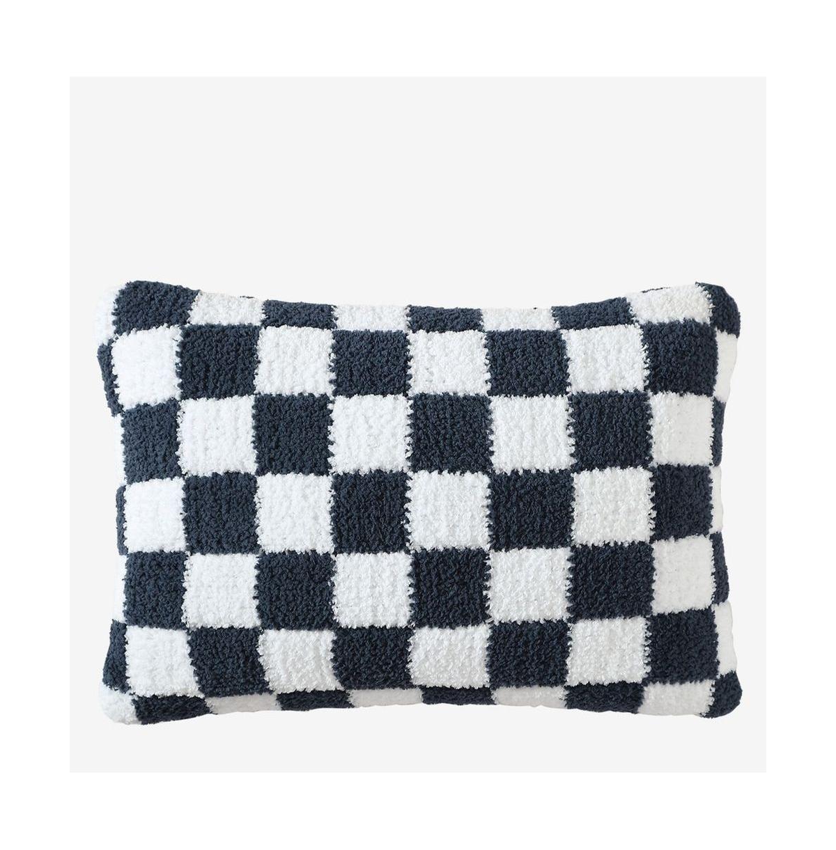 Sunday Citizen Checkerboard Decorative Pillow, 12" X 18" In Midnight