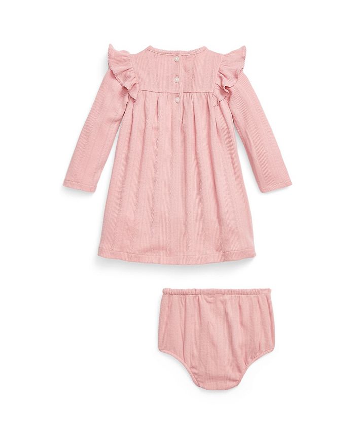 Polo Ralph Lauren Baby Girls Ruffled Pointelle Cotton Dress - Macy's