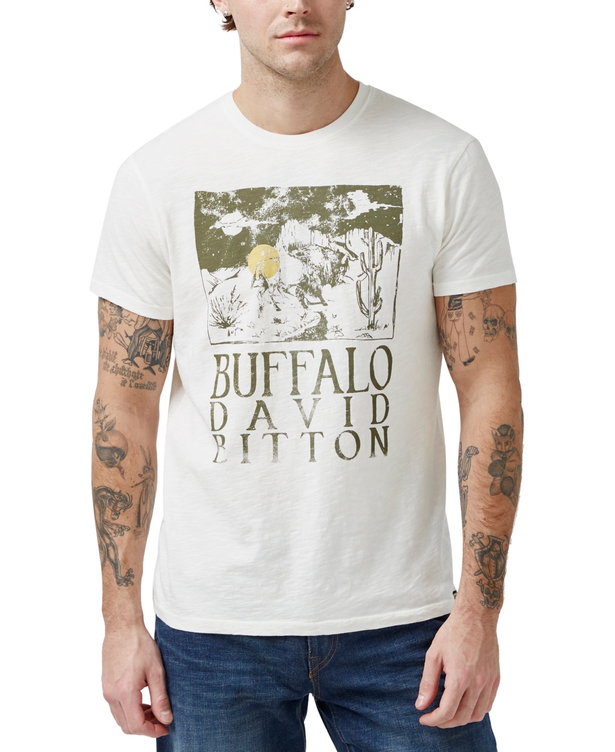 Buffalo David Bitton Men's Tides Short-sleeve T-shirt In Milk