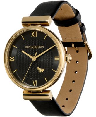 Women's Mini Bee Black Leather Strap Watch 36mm