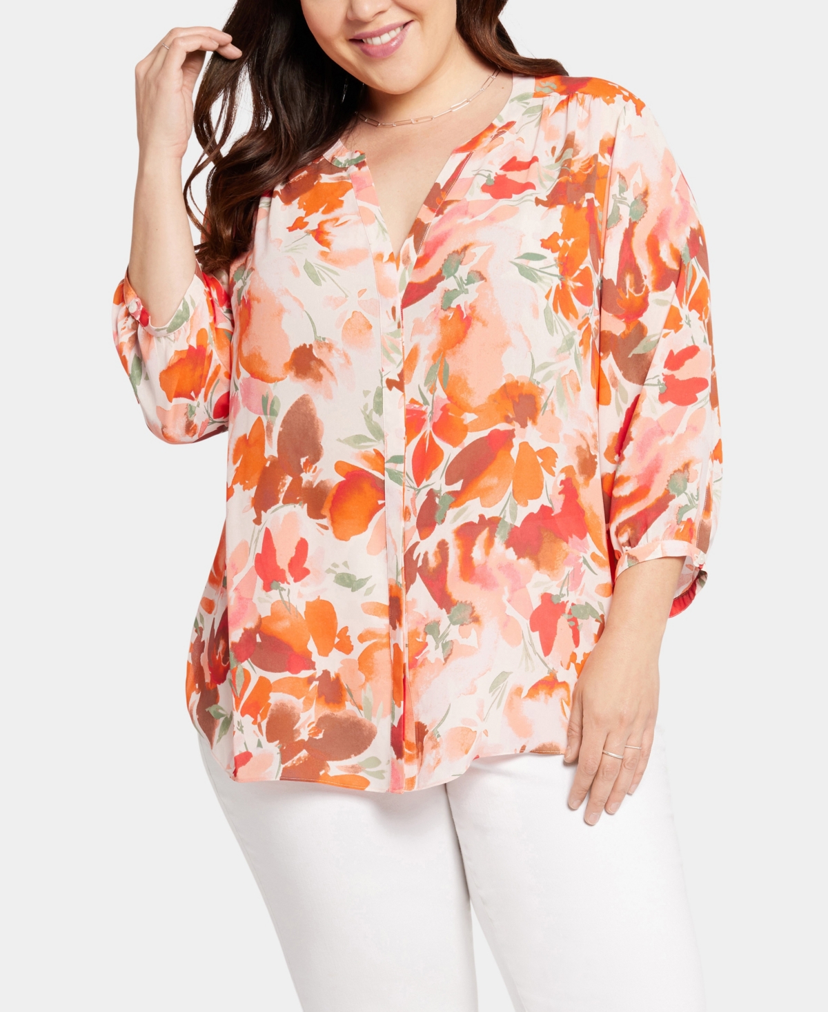 Shop Nydj Plus Size Pintuck Blouse In Utopia