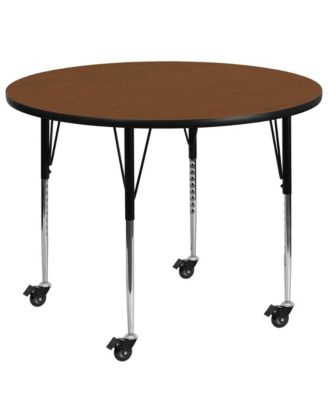 Mobile 42" Round Hp Laminate Adjustable Activity Table