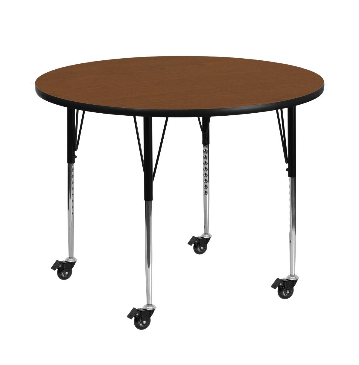 Emma+Oliver Mobile Round Hp Laminate Adjustable Activity Table