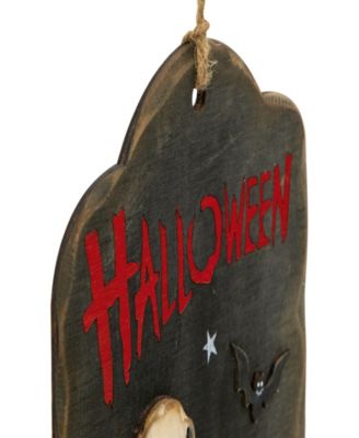 9.75" Skeleton and Jack-O'-Lantern Halloween Wall Sign